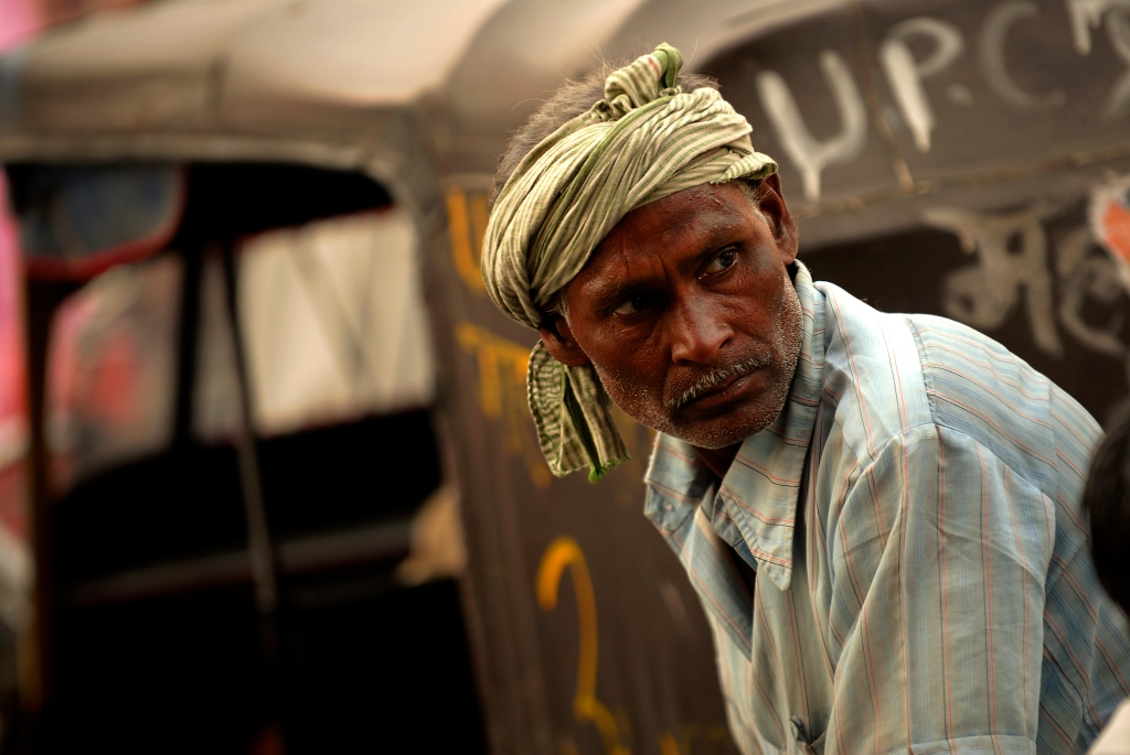 Photo of a Rickshaw wallah in India.