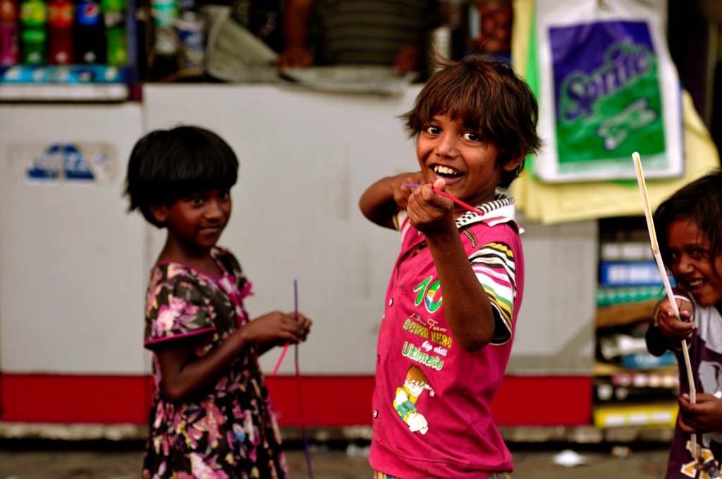 Photo of cheerful children in India.